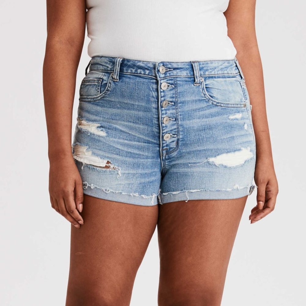 Super high-waisted denim short short